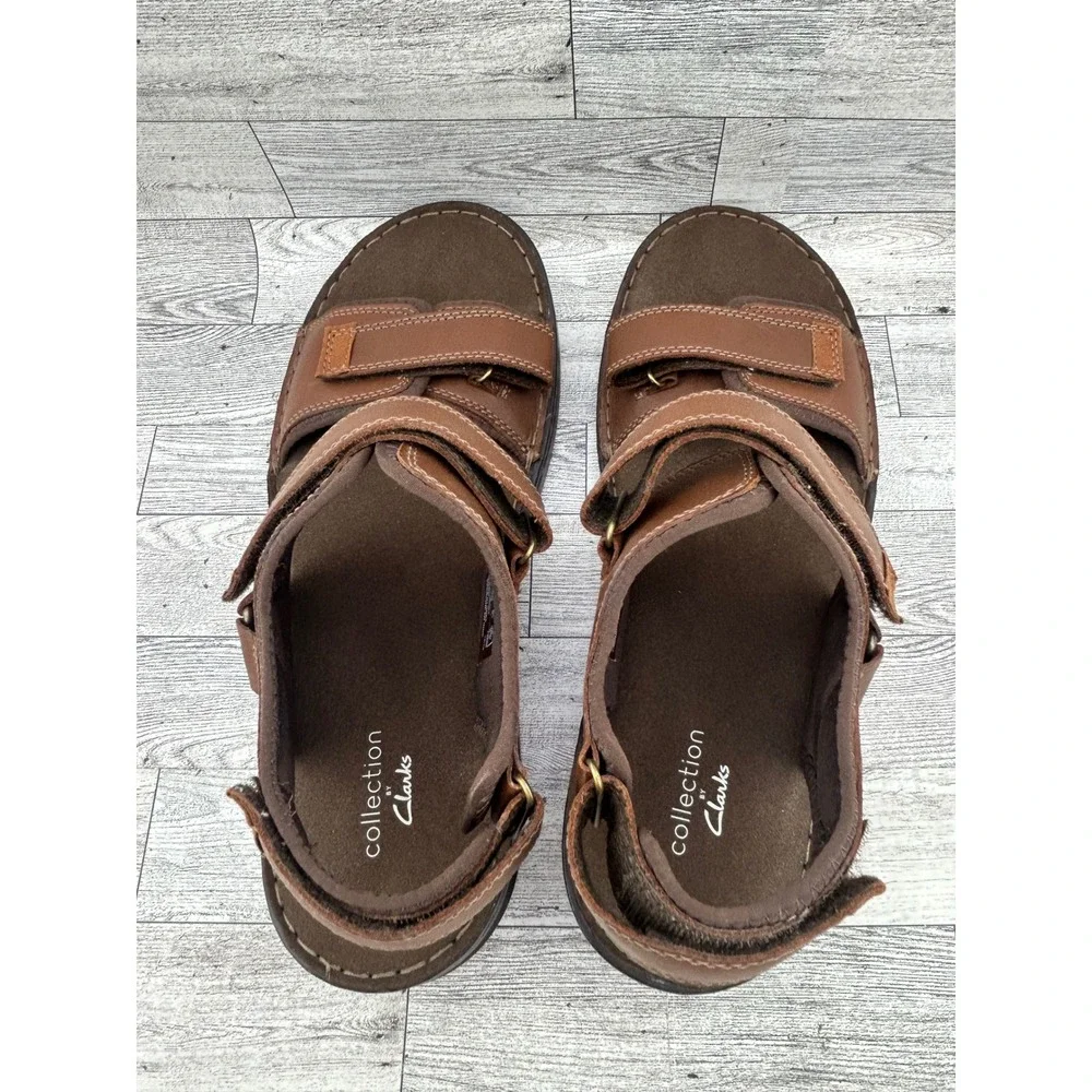Clarks Malone Shore‎ Mens Tan Leather Sandals Size 13 M 261481047120